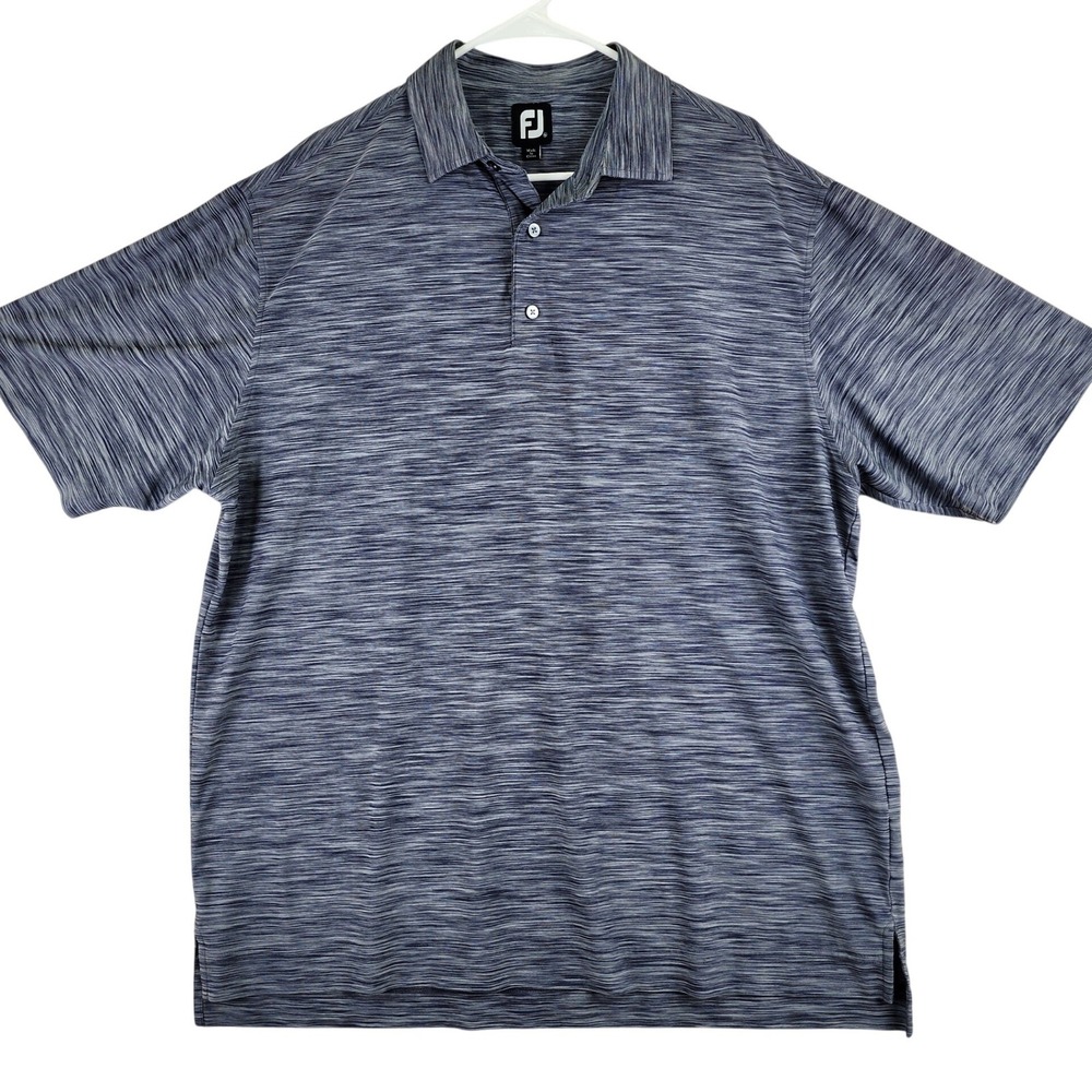 Footjoy‎ FJ Mens XL Golf Polo Shirt Heathered Blue Stripe Short Sleeve